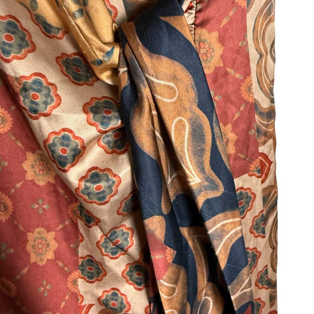 MISA Eliza Patchwork Print Long Sleeve Tie Waist Boho Wrap Midi Dress Size M - Picture 12 of 16